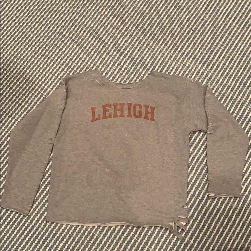 Snipped and styled Lehigh sweatshirt